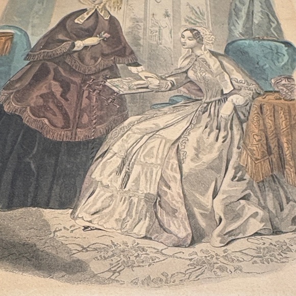 Vintage Art Print with Elegant Ladies in Black and Brown - Picture 5 of 5